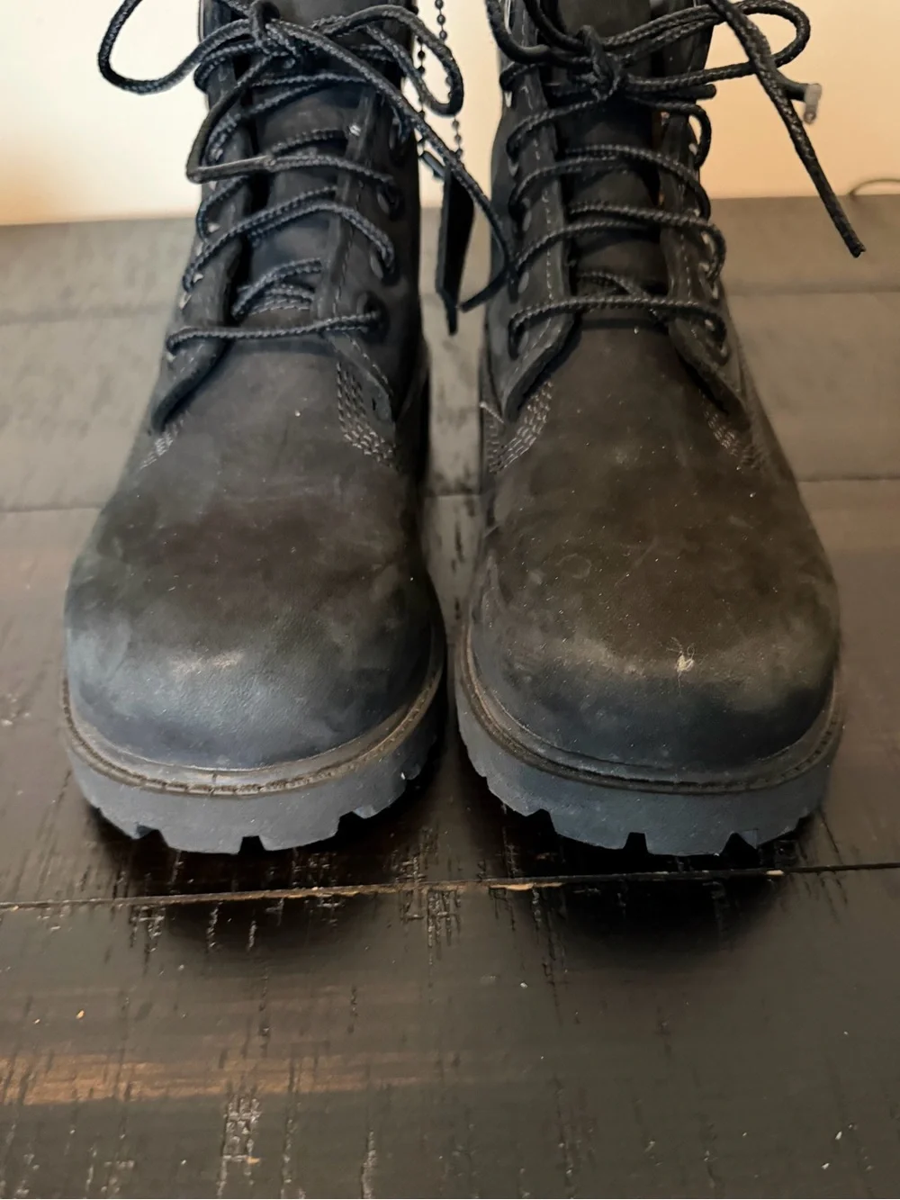 Kids Timberland Premium 6 inch black biking boots size 1 outdoors casual rugged
